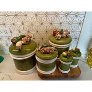 Vintage Garden Harvest Canisters w/ Salt & Pepper‎ Shakers | Arnart 5th Ave